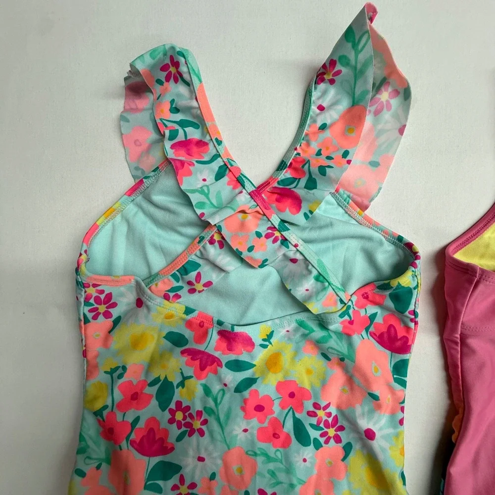 Girls Swimsuit Bundle Lot 2‎ Size Large 10/12 Cat & Jack Art Class One Piece